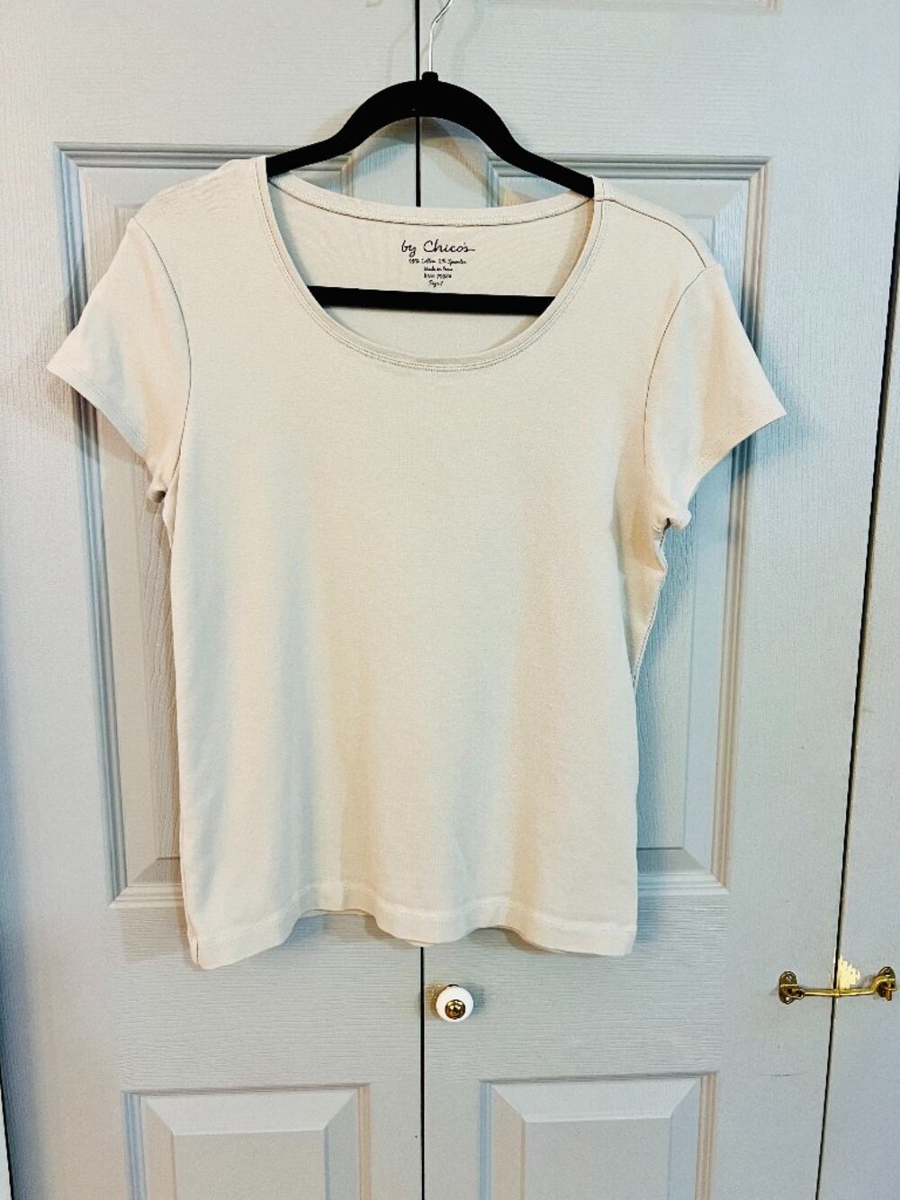 Light Gray Tee by Chico's, Cap Sleeve